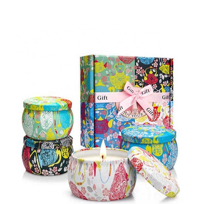 Luxury Gift Set Metal Aroma Tins Jar Candle Soy Wax Scented Candles