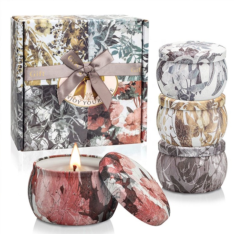 Luxury Gift Set Metal Aroma Tins Jar Candle Soy Wax Scented Candles
