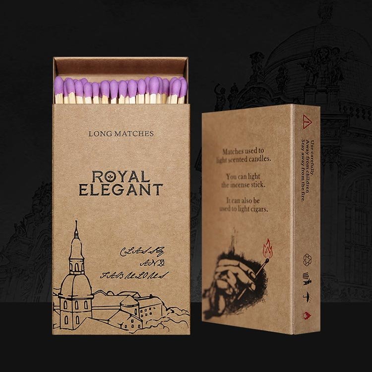 Custom high quality cigar matches wholesale black luxury matchboxes for matchsticks