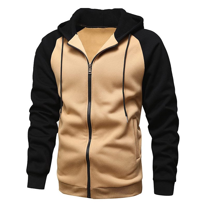 2023 New Autumn And Winter European And American Zipper Men's Color Matching Sports Hoodies