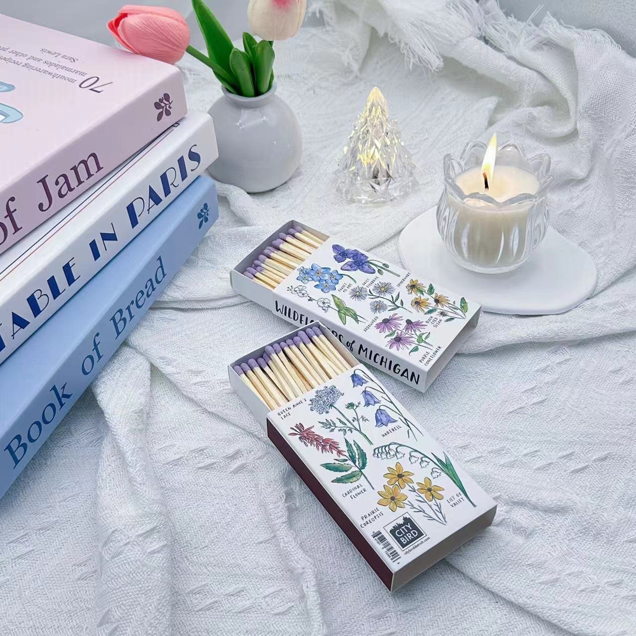 2024 INS Match box customize advertising hotel 4inch wooden tip packing long safety fireplace matches large household box candle