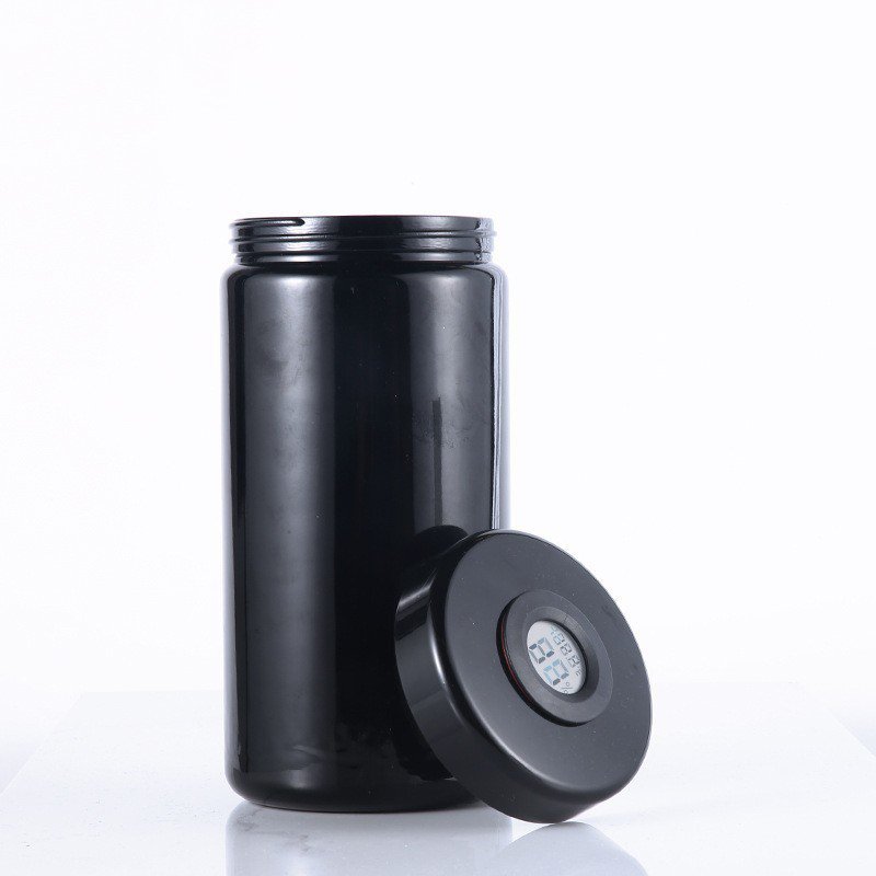 Premium UV herb glass stash jar violet airtight tobacco storage container with hygrometer thermometer lid 200ML 250ML 500 ML