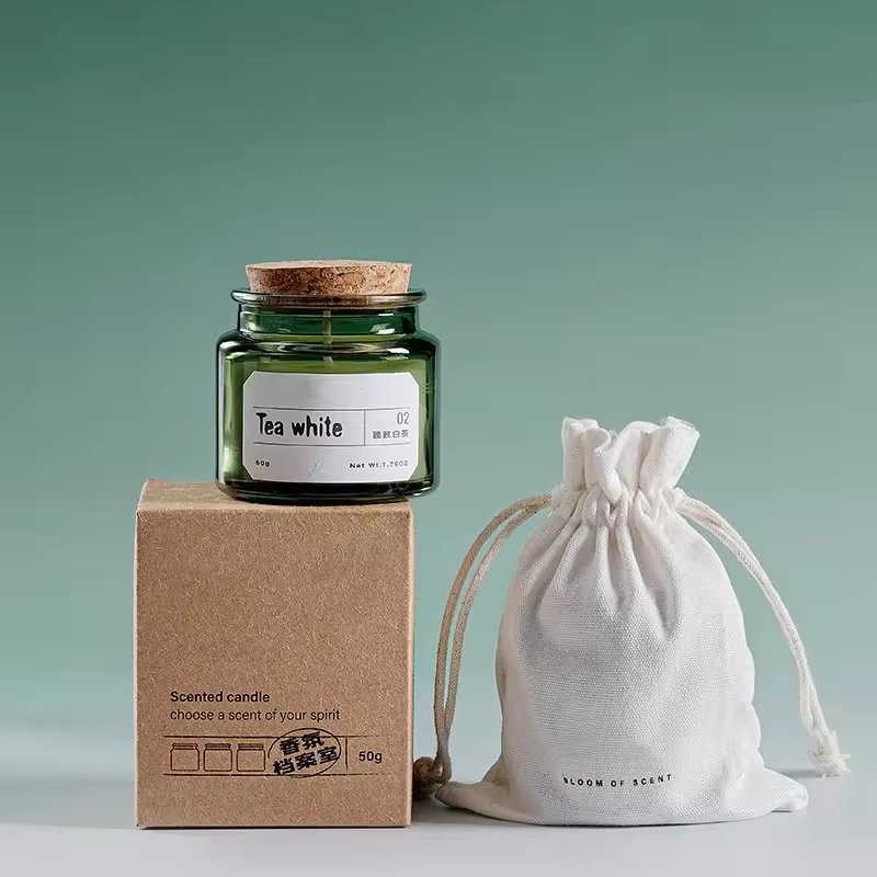 SINGHUA Luxury Aroma Scented Candles Gift Set Custom Label Glass Jar with Beeswax Pillar Shape Matching Gift Bag