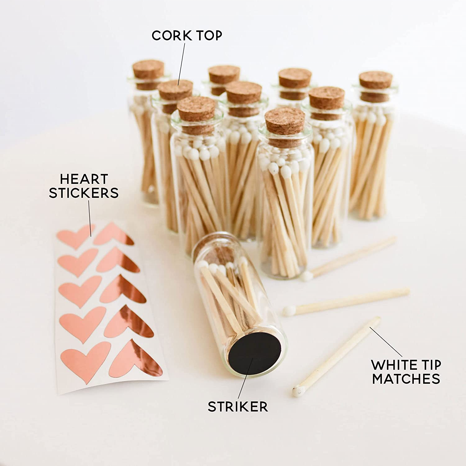 Customized Glass Bottle Matches colorful Head Wooden Matchsticks For Candle Jar
