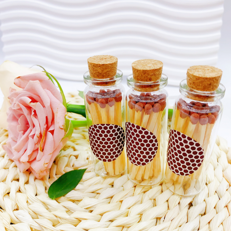 Wholesale Luxury Home Decor Wooden Colorful Matches In Glass Jar Scented Candle Lighter Matches