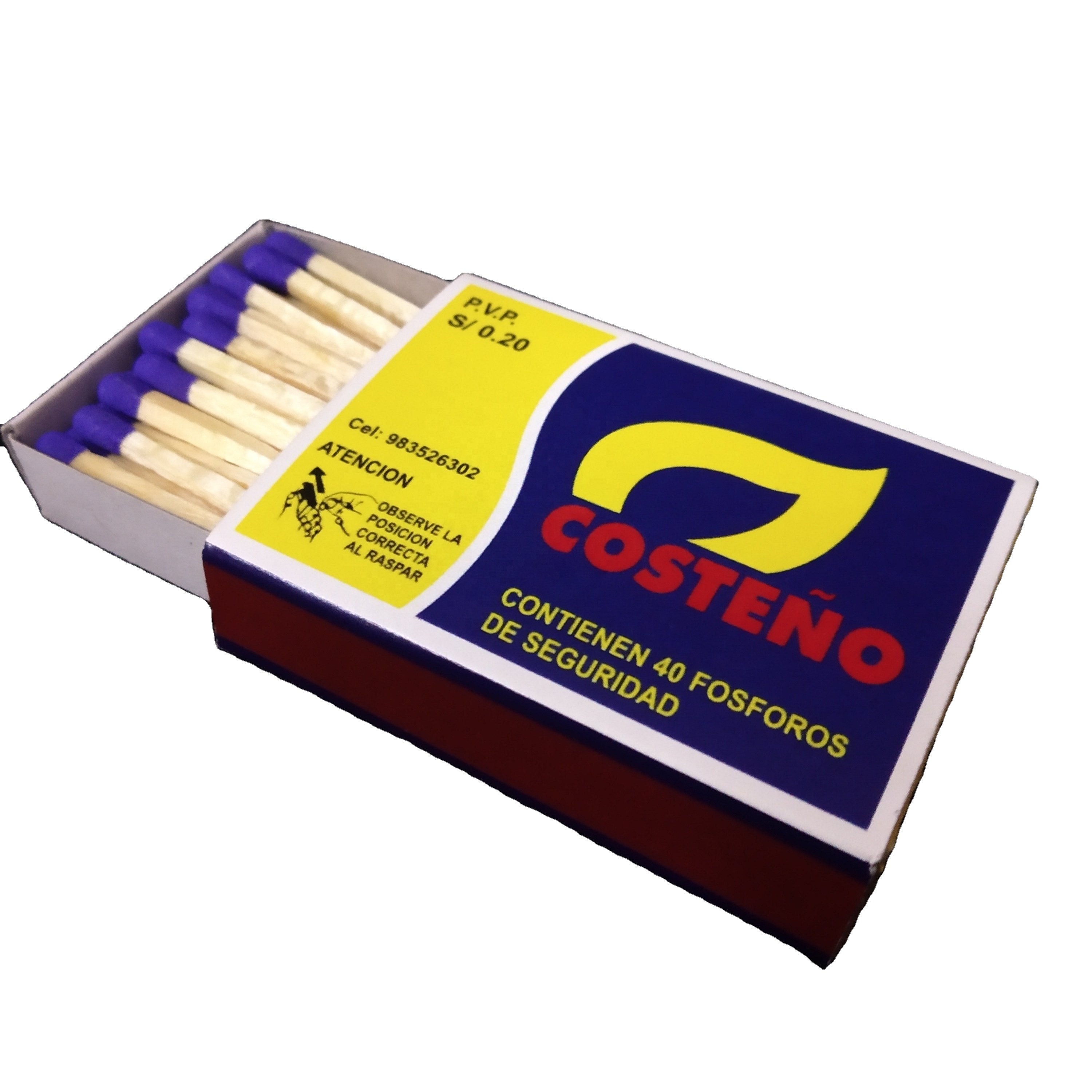 Safety matches customised label packing 40/42mm brown or red or blue colour head match sticks manufacturers in india