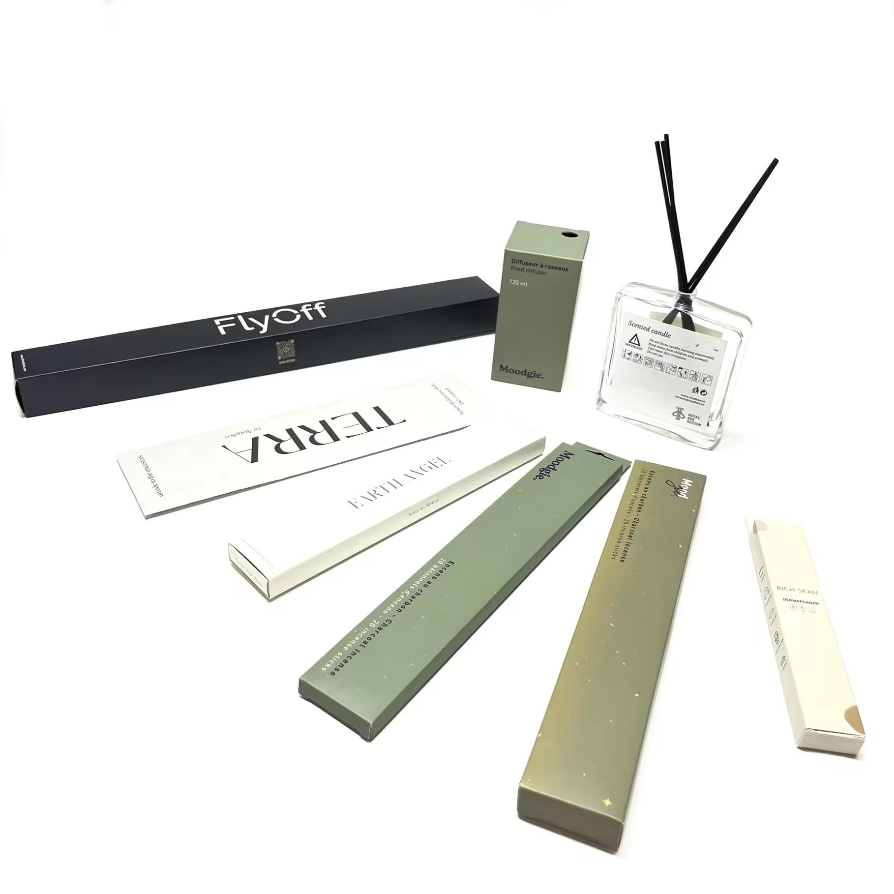 Custom Reed Diffuser Envelope Incense Packaging Emboss With UV And Black Paper Envelope For reed diffusers