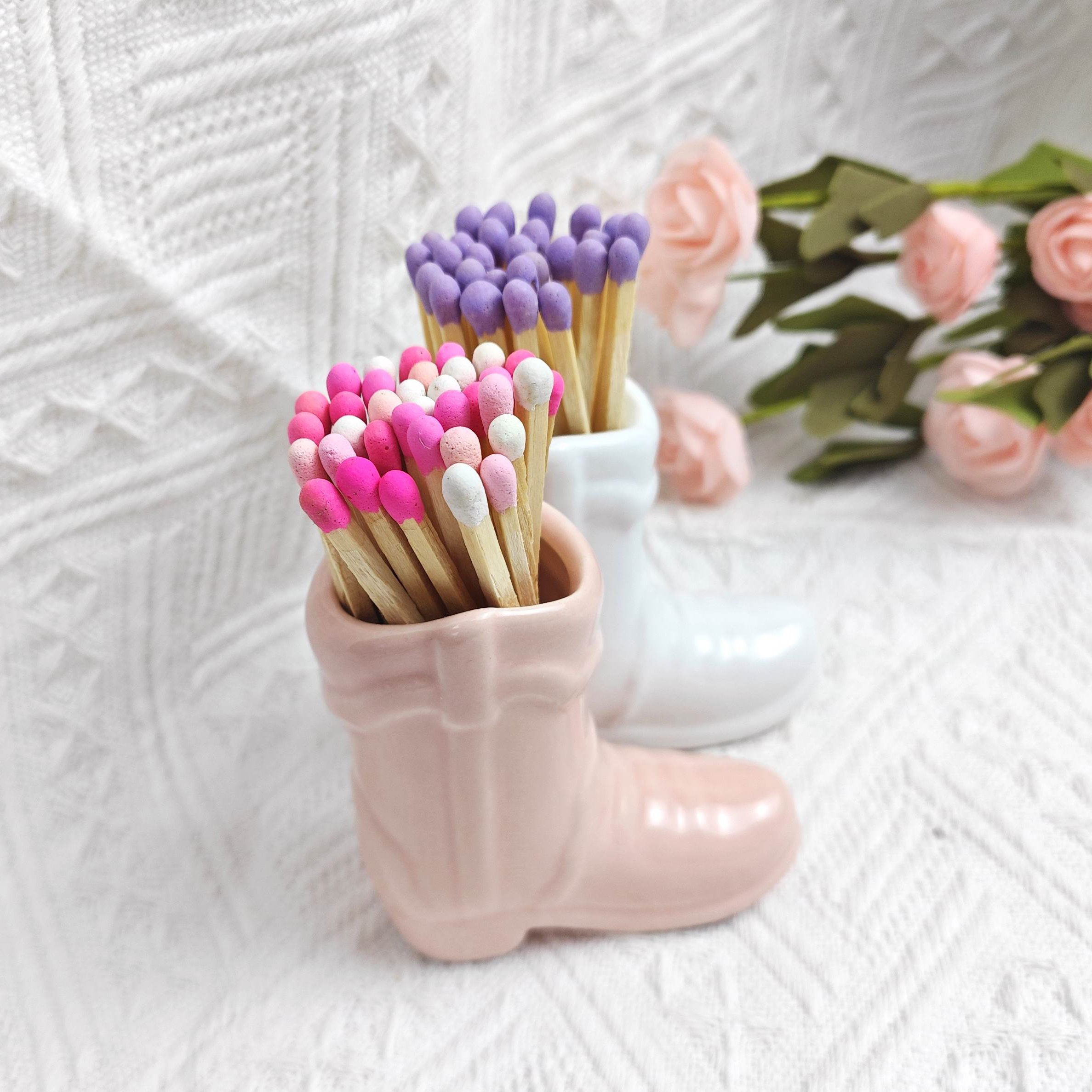 Safety Match Factory Ceramic Cowboy Boot Modern Matchstick Storage Jar Match Stick Holder With Striker Fireplace Match Holder