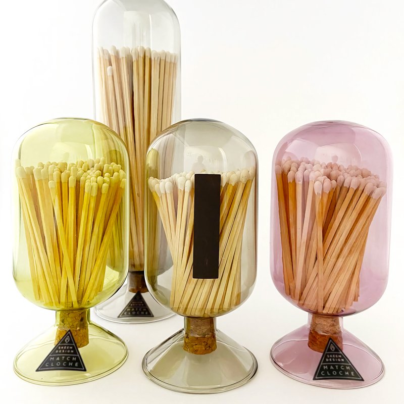 Hanukkah Home Decor Match Holder Colorful Match Cloche Matches in Glass Jar with Striker