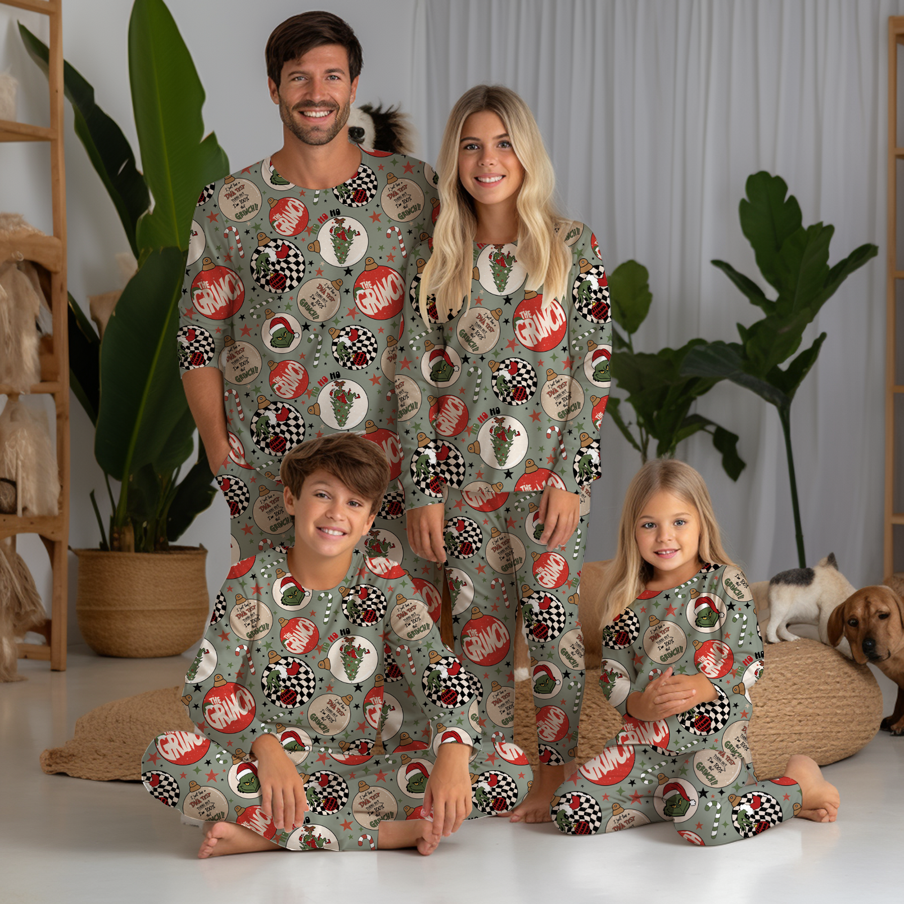 Custom High Quality Family Christmas Bamboo Pajamas Family Matching Outfits Kids Bamboo Sweatpants and Hoodie Set