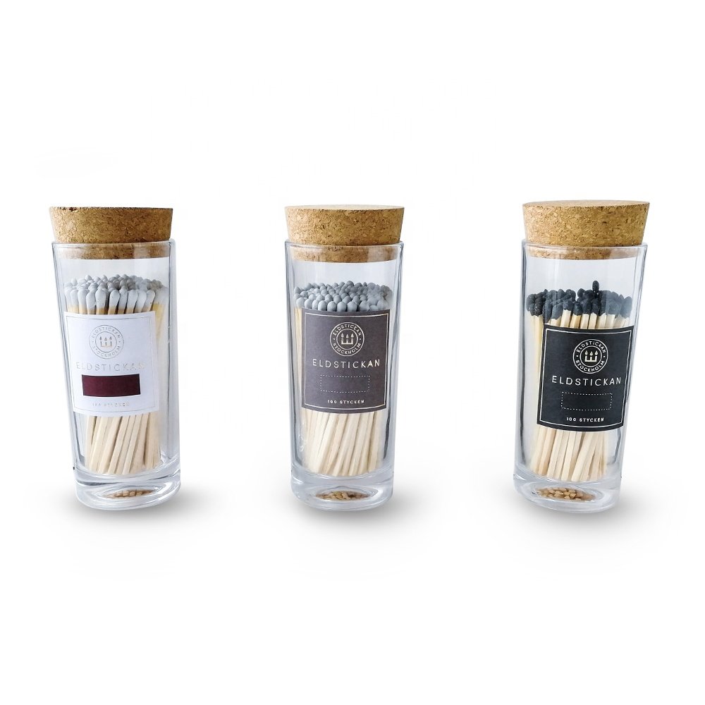 hot selling long kitchen wooden personalized bulk tall safety matches with jar