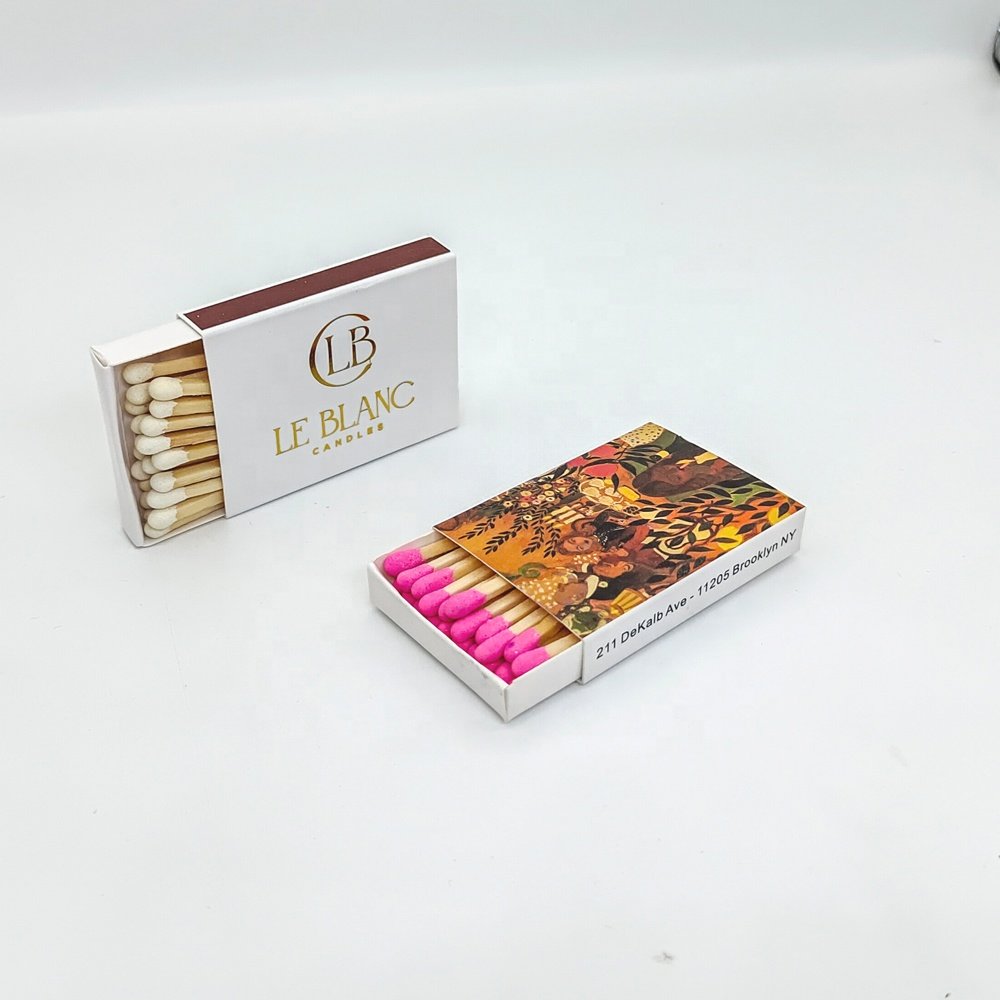 Safety small box matches with logo custom box stick for hotel home colorful luxury candle matches
