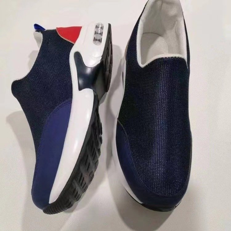 2023 Large Matsuke Thick Sole Sports Shoes Women's New Air Cushion Color Matching Lazy Shoes Soft Sole Knitted Casual Shoes