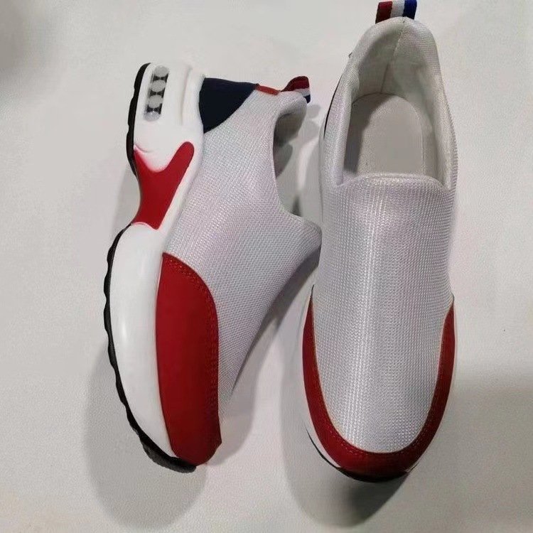 2023 Large Matsuke Thick Sole Sports Shoes Women's New Air Cushion Color Matching Lazy Shoes Soft Sole Knitted Casual Shoes