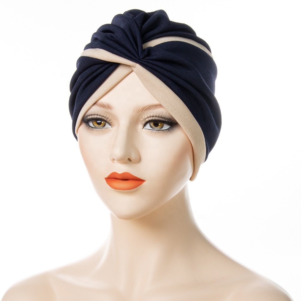 WD-A1310 Newest Fashion All-Match Mercerized High Elastic Ethnic Cross Forehead Turban Cap Cotton Modal Base Turban Cap