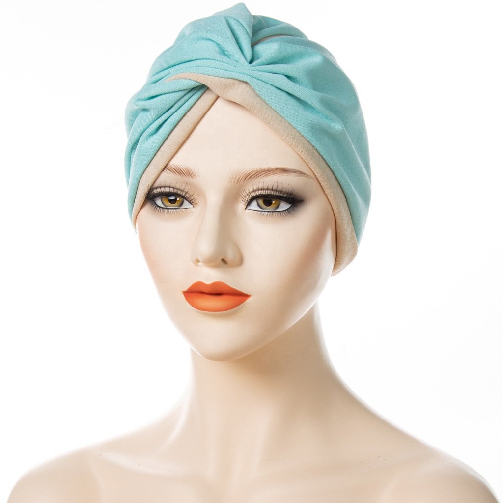 WD-A1310 Newest Fashion All-Match Mercerized High Elastic Ethnic Cross Forehead Turban Cap Cotton Modal Base Turban Cap