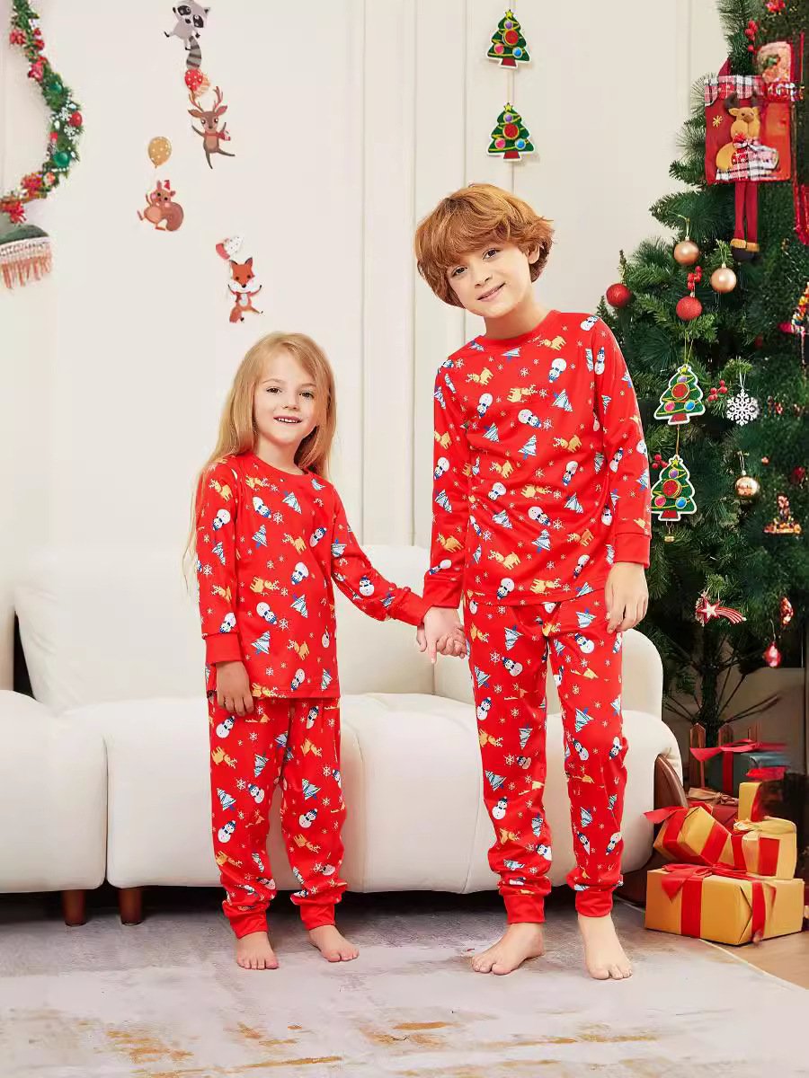 Christmas Family Loungewear Plus Size Sleepwear with Printing Pattern Matching Outfits for Baby Girls Adults Boys Autumn Season