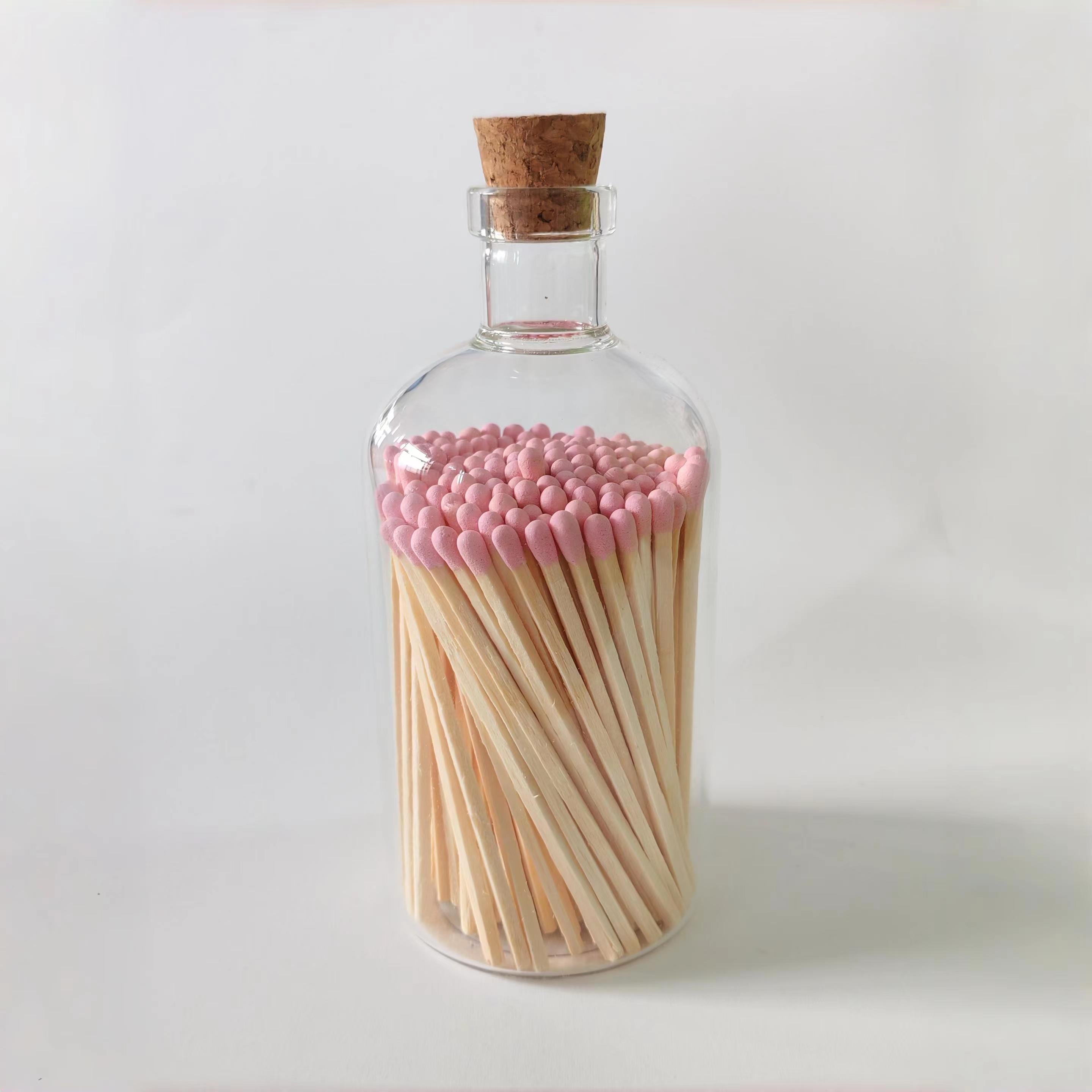wholesale price customize safety matches in glass jar luxury holder colorful wooden matches in glass jar
