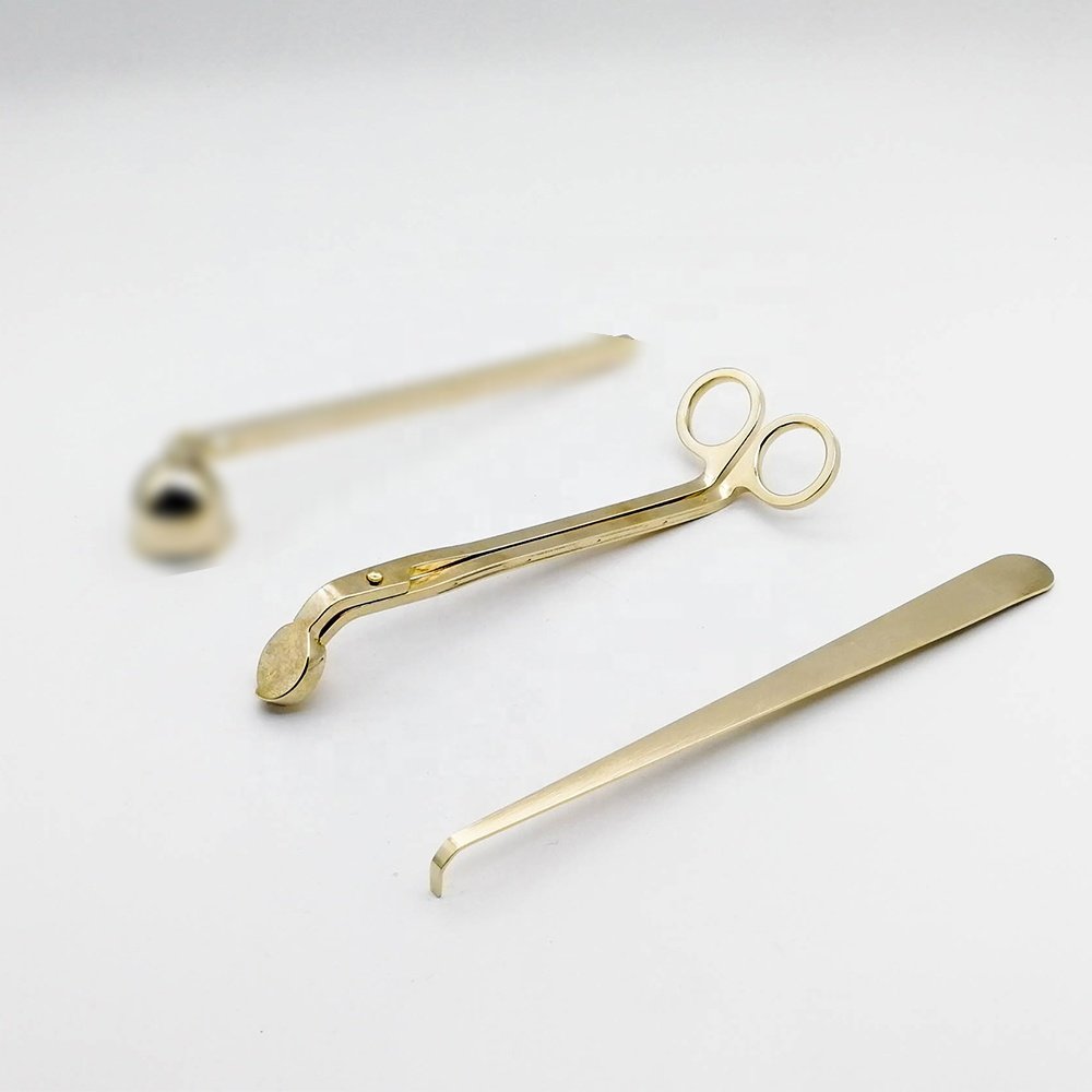 Wholesale 3PCS Stainless Steel Candle Wick Trimmer Snuffer Candle Wick Hook Tool Set With Candle Plates Holders Tools