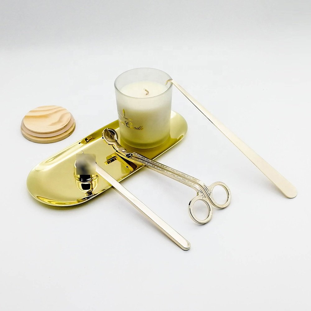 Wholesale 3PCS Stainless Steel Candle Wick Trimmer Snuffer Candle Wick Hook Tool Set With Candle Plates Holders Tools