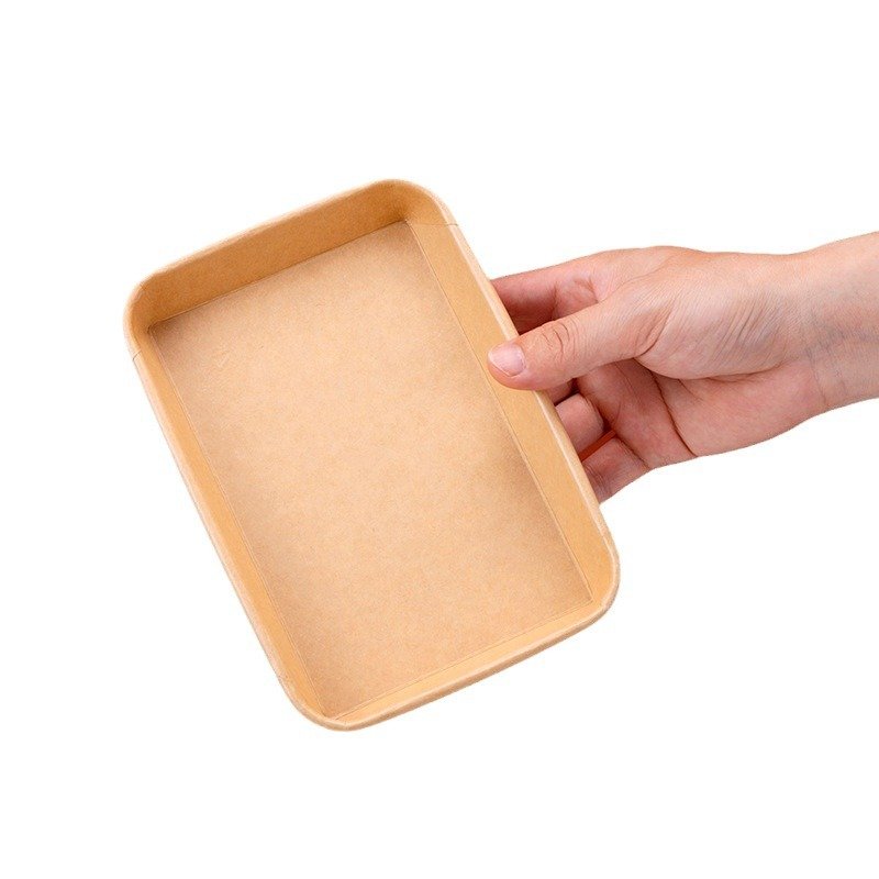 Sushi Tray Sushi Box Disposable Free Sample Water And Oil Proof Kraft Paper Food Container Matching Pet Anti-fog Lids Separately