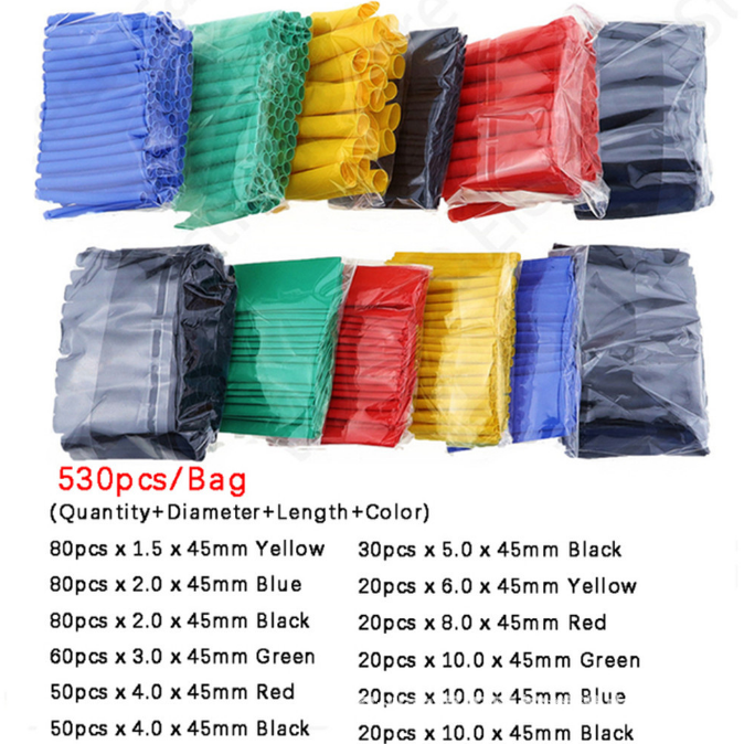 530PCS boxed heat shrink matching tubes color heat shrink tubing combination boxed heat shrink tubing