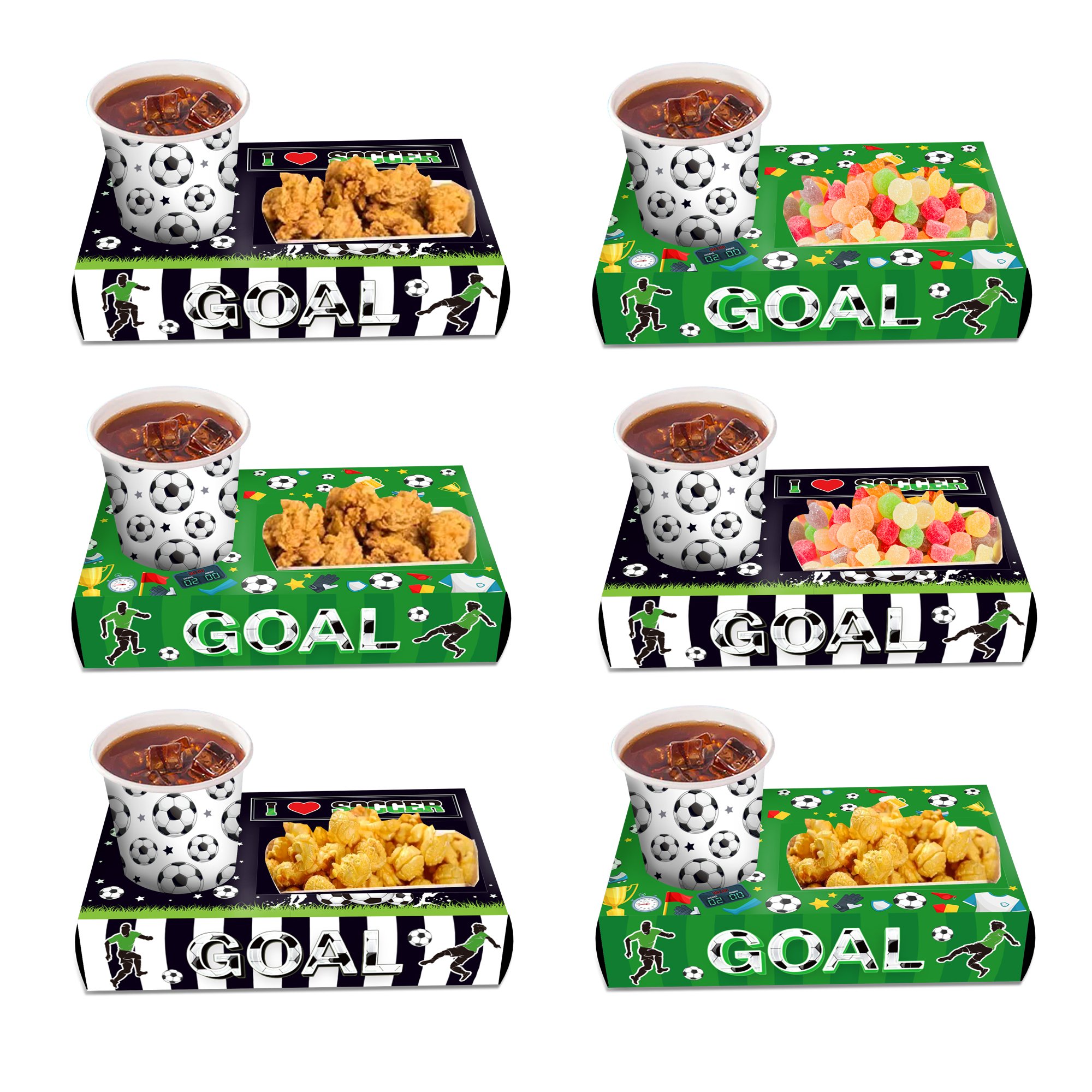 Xindeli KY002 12 PCS Soccer Football Match Snack Trays Popcorn Candy Food Drink Holder Paper Boxes for World Cup Sports
