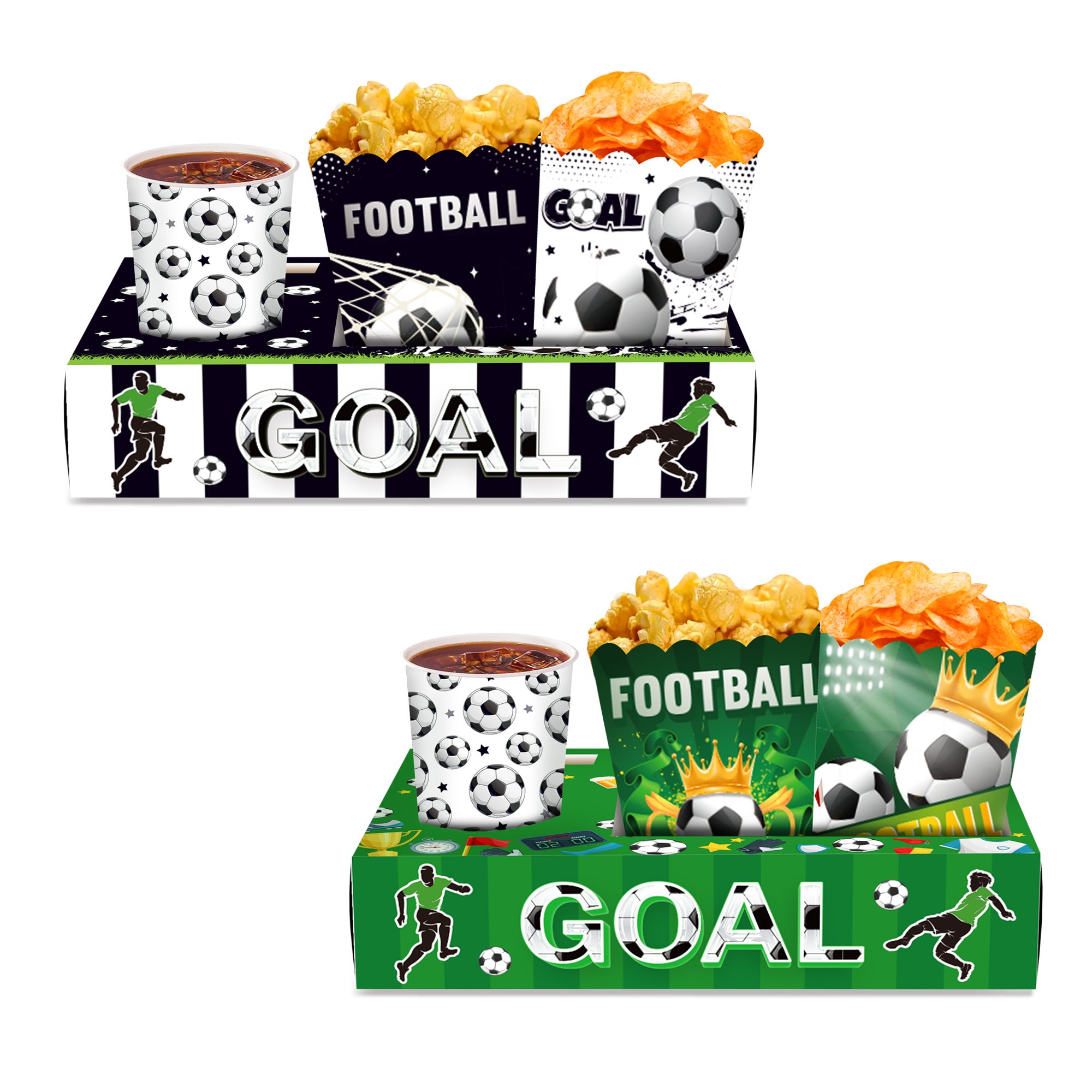 Xindeli KY002 12 PCS Soccer Football Match Snack Trays Popcorn Candy Food Drink Holder Paper Boxes for World Cup Sports