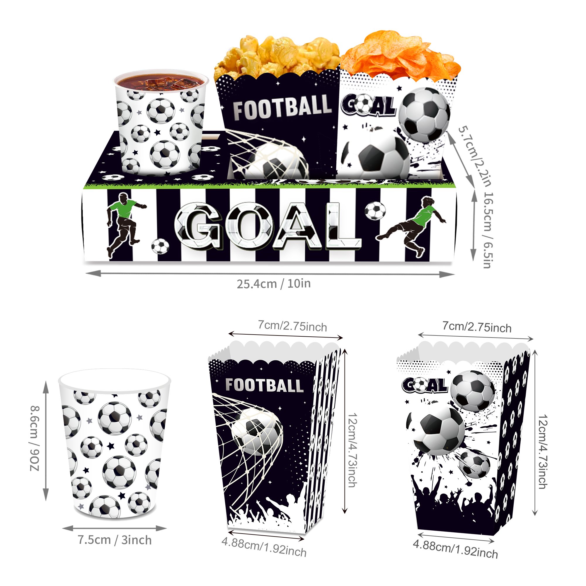 Xindeli KY002 12 PCS Soccer Football Match Snack Trays Popcorn Candy Food Drink Holder Paper Boxes for World Cup Sports