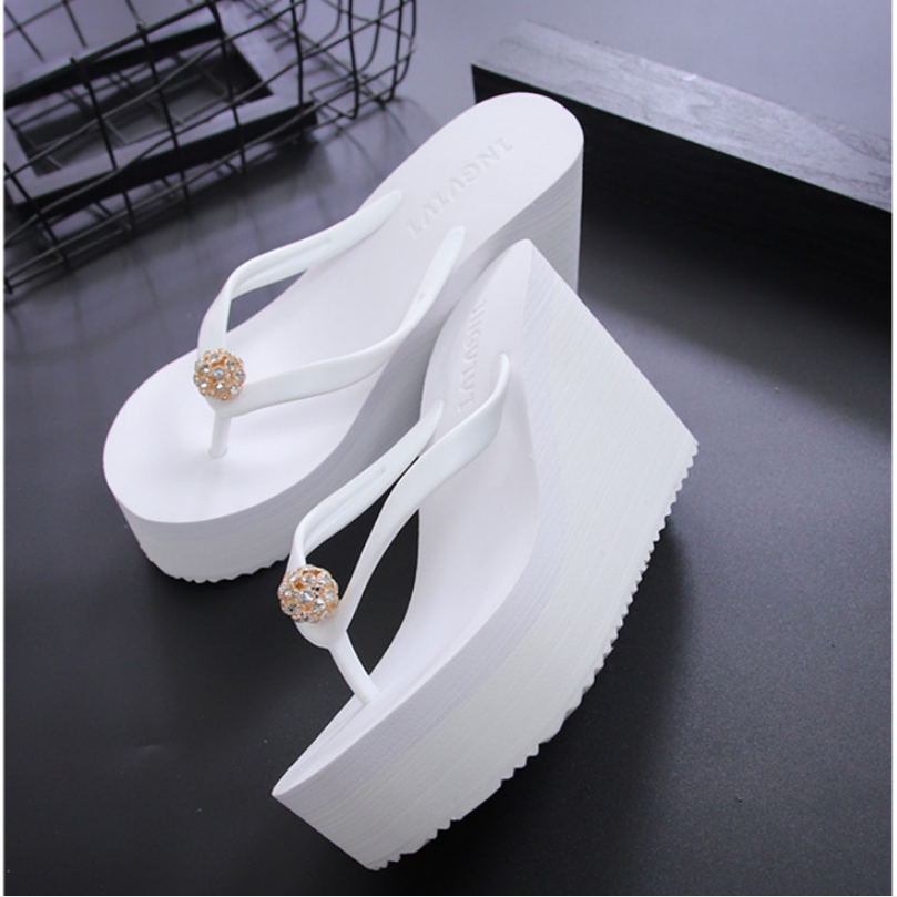 Summer Women EVA Thick High Heel Wedges Slippers Fashion Female Beach Flops Sandalias Platform Casual Solid