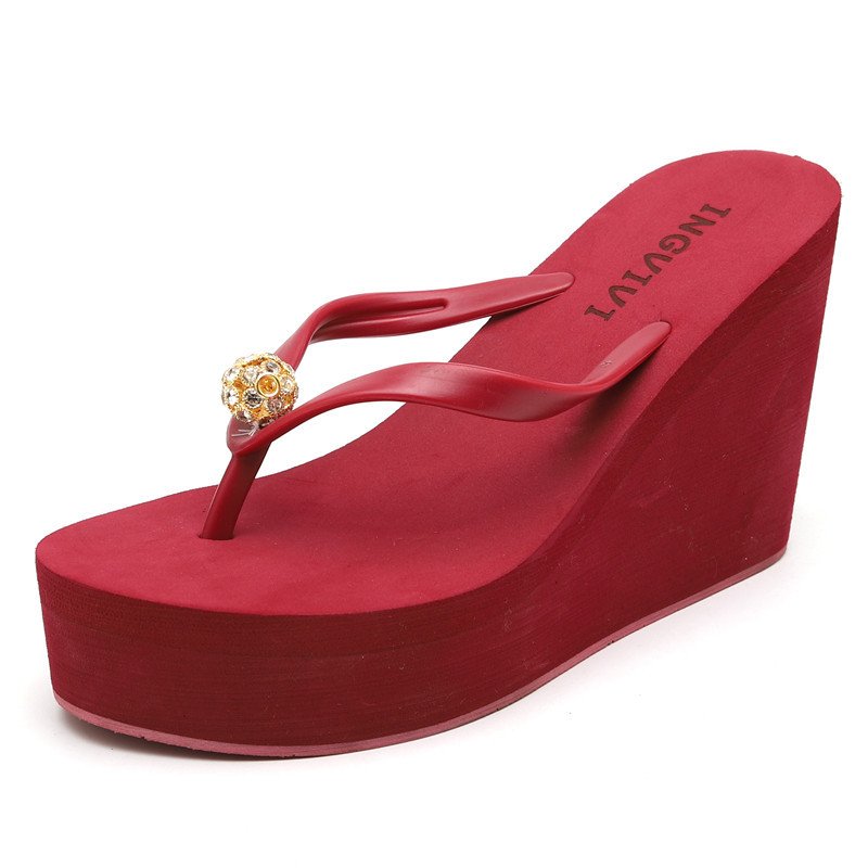 Summer Women EVA Thick High Heel Wedges Slippers Fashion Female Beach Flops Sandalias Platform Casual Solid