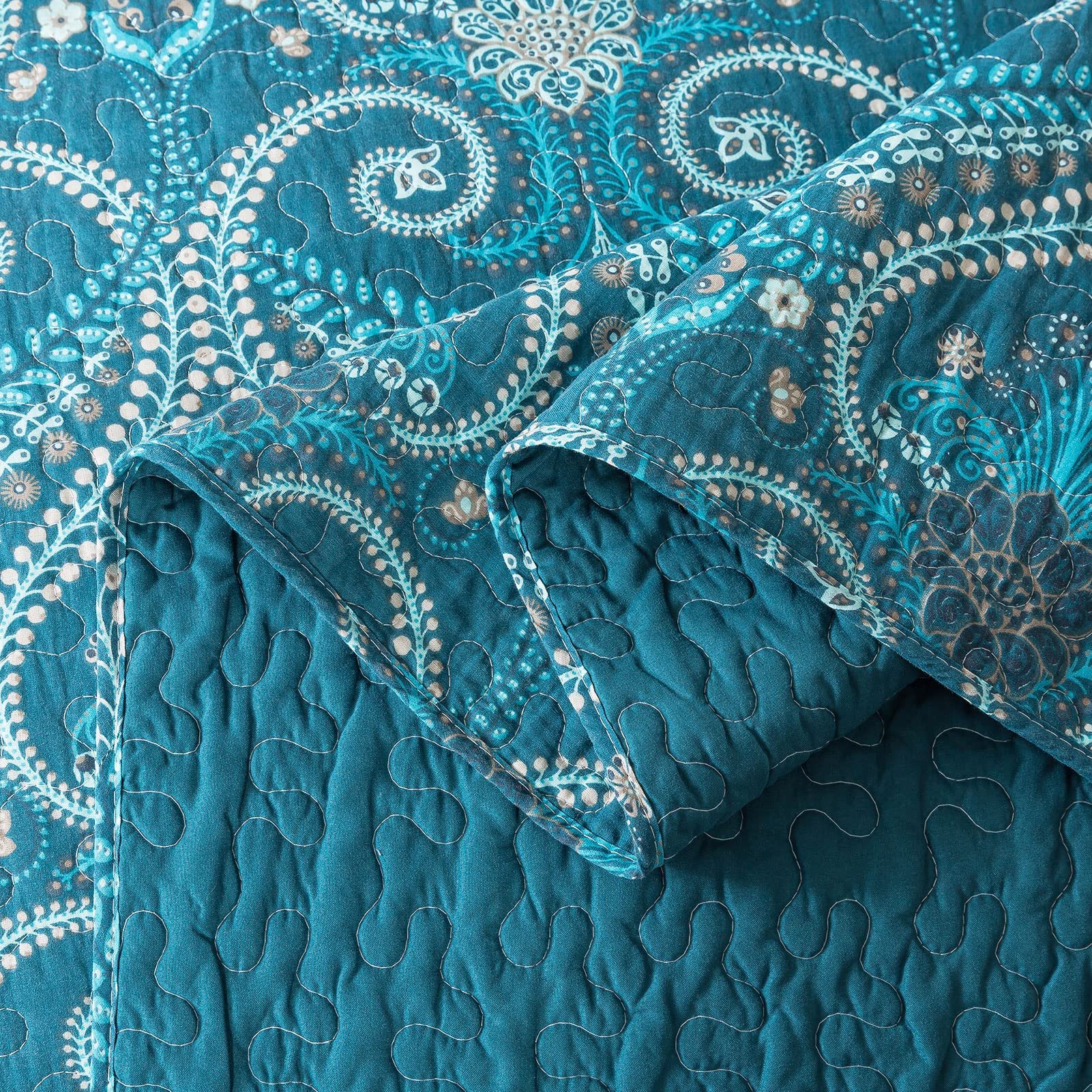 Microfiber Quilts Reversible Bedspreads Patchwork Coverlets Floral Bedding Set All Season Quilts