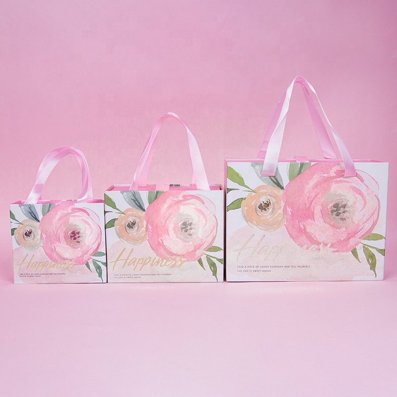 Customized Rigid Cardboard Pink Drawer Sliding Gift Jewelry Necklace Ring Matches Paper Boxes with Ribbon Handle