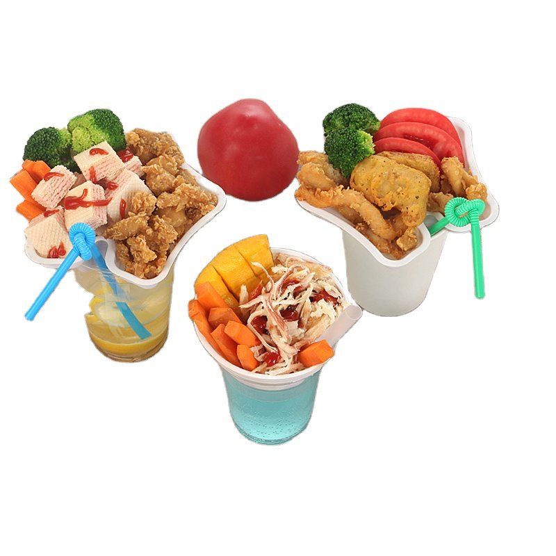 Disposable Flower Shape Snack Holder on Cup, Creative Steak Bowl, Cola Cup Holder, Fried Food Tray, Popular Take-out Tools