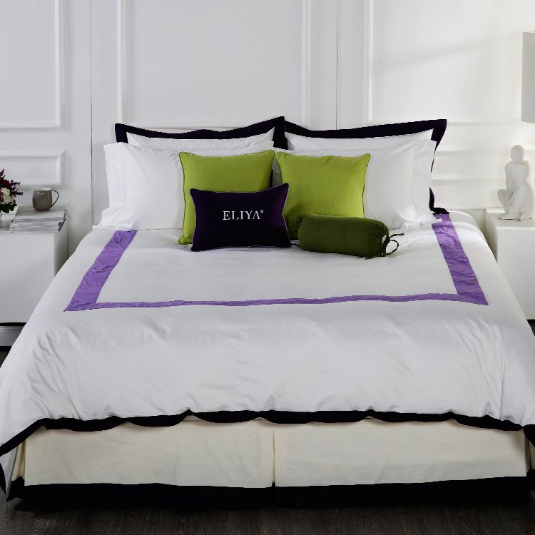 Luxury Fashion Designed 100% Cotton White Bedding Set Matching Pillows Decorative Bed Runner
