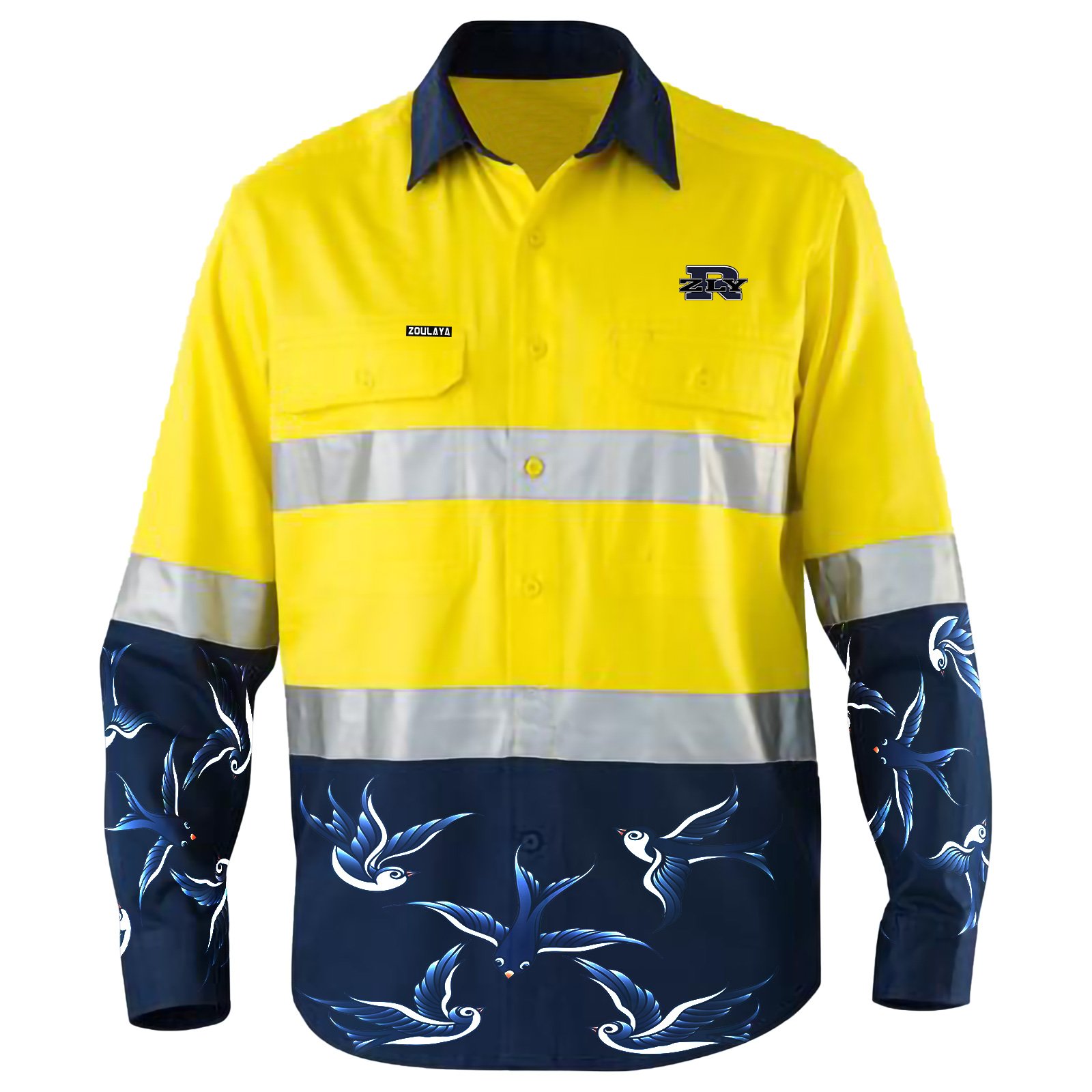 Men Fashion Reflective Road Safety Color Matching Printing Cotton or Polyester Shirt