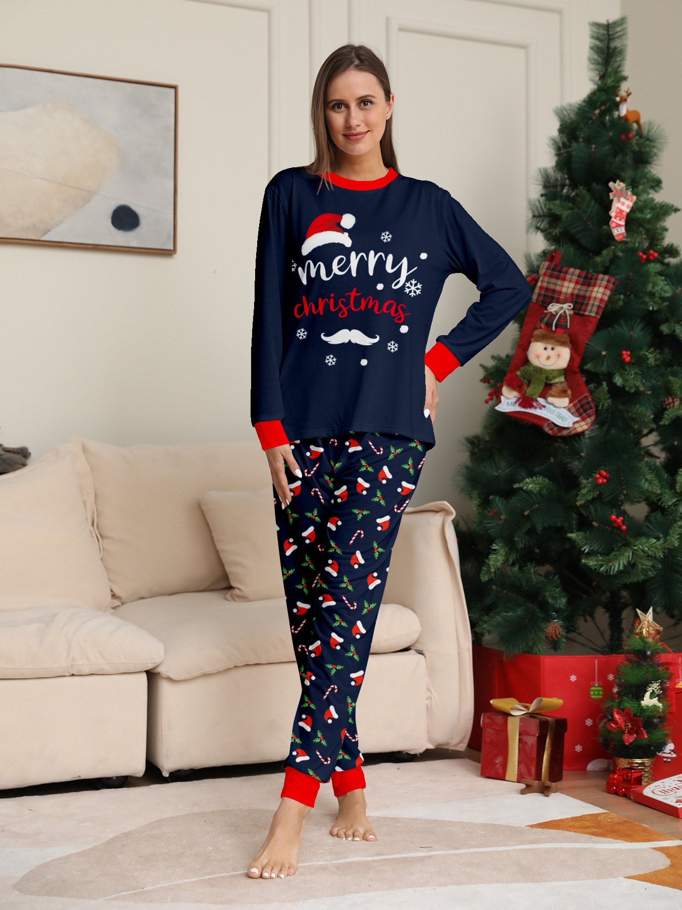 New Arrivals Matching Pajama Set Christmas Pyjamas Family Holiday Long Sleeve Sleepwear Large Size Pyjamas Women Sleepwear