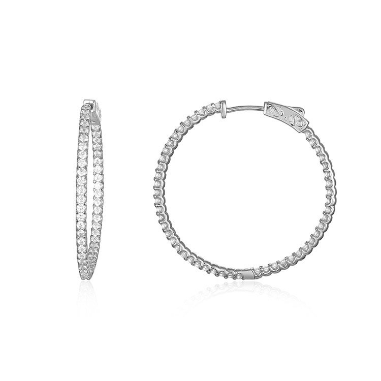 BAROLI China Factory All-match Exaggerate Jewelry 925 Sterling Silver Gold Plated Full Diamond CZ Hoop Earring For Women