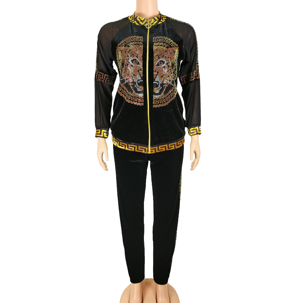 African Easy Matching Set Commute Tiger Printing Women Sportswear Casual Plus Size Tracksuit Sweatsuit Women Set