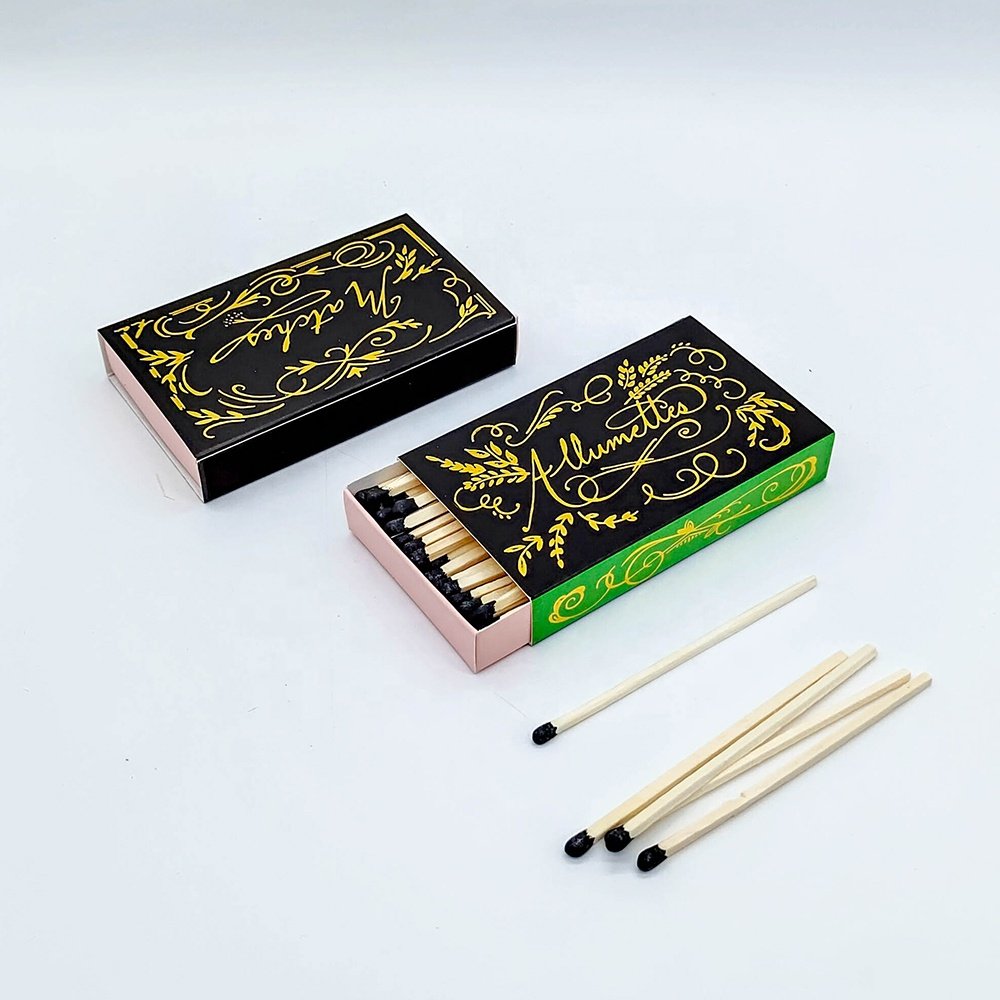 Custom fire matches wooden safety matches paper box package logo printing