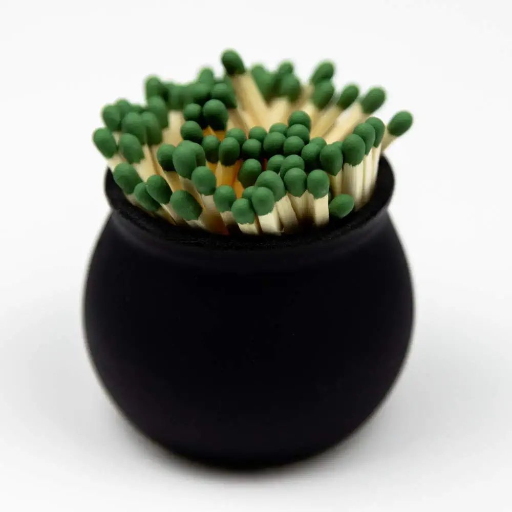 Black Ceramic Matchstick Storage Jar for Lighting Candles Ceramic Match Holder with Striker
