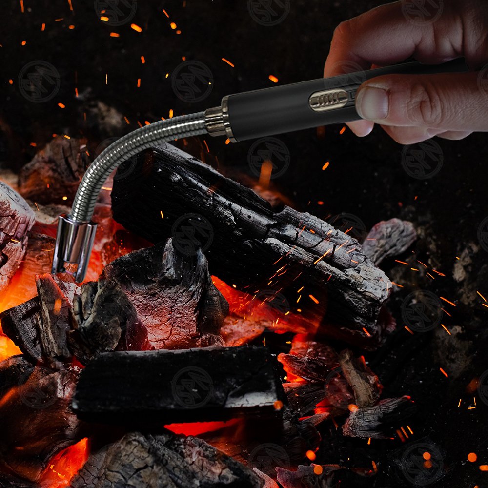 wholesale flexible Neck USB type C Rechargeable Windproof zinc alloy Arc flame long BBQ Lighter for candle,kitchen,camping