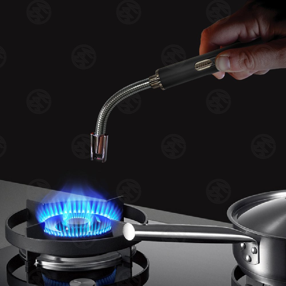 wholesale flexible Neck USB type C Rechargeable Windproof zinc alloy Arc flame long BBQ Lighter for candle,kitchen,camping