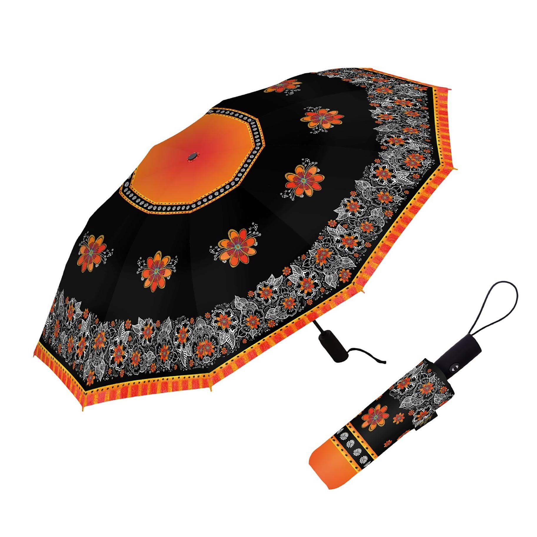 DD1961 Custom Print Windproof Auto Open Close Umbrellas Full Coverage Folding Travel Umbrella with Matching Sleeve