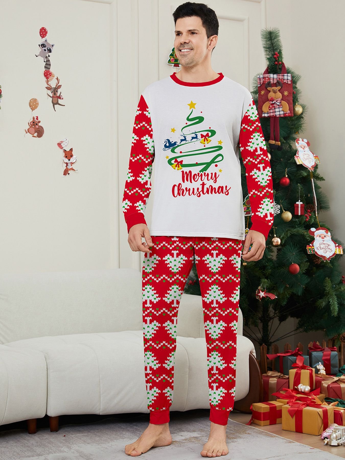 New 2024 New Pjs Christmas Pyjamas Sets Custom Print Adult Onesie cotton Kids Baby Clothes Matching Family Christmas Pajamas