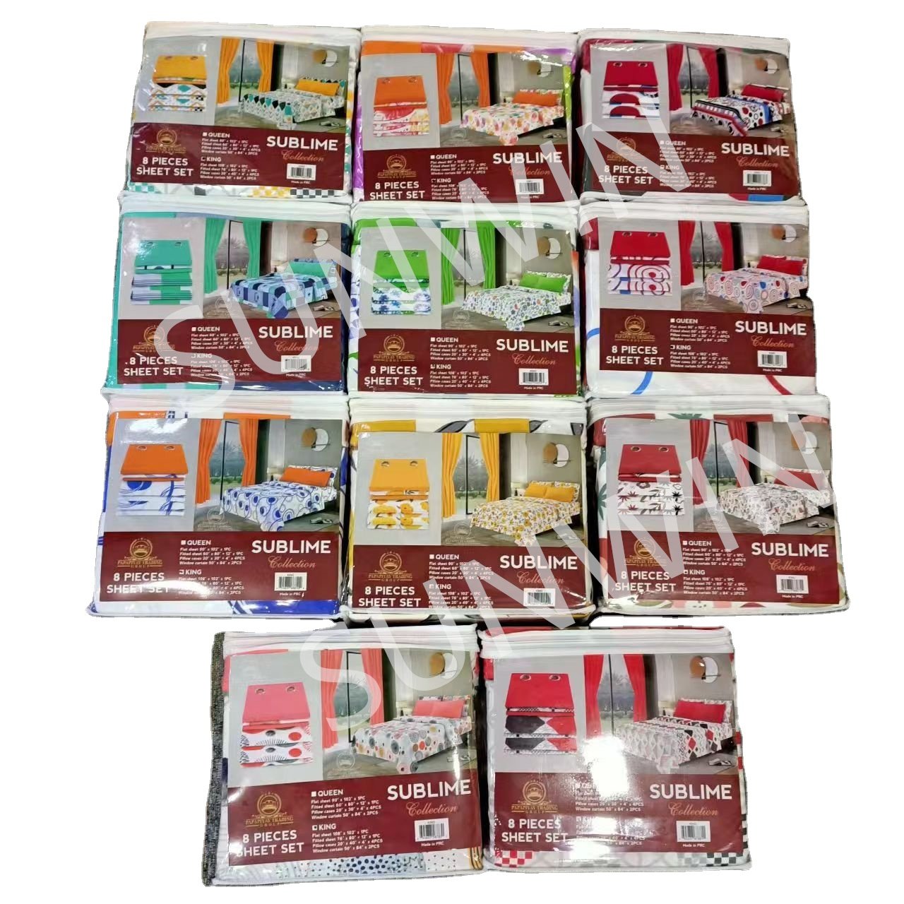 8 Piece Sheet Set Microfiber Flower Printing King Queen Bedding Sheet Set With Matching Curtains