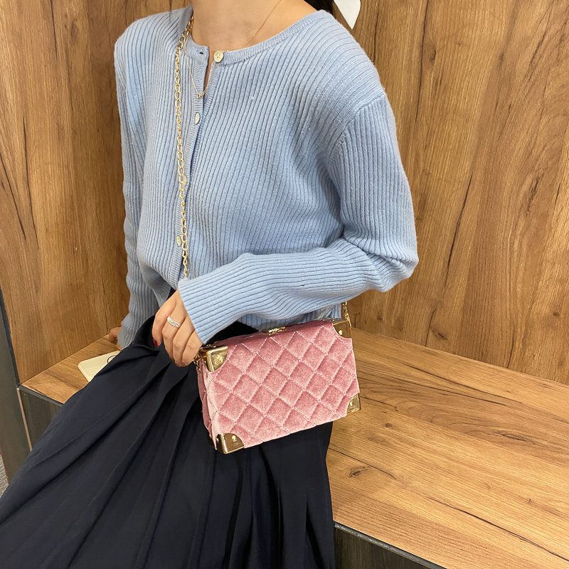 2024 New Fashion Women's bag all-match trendy messenger bag textured box bag