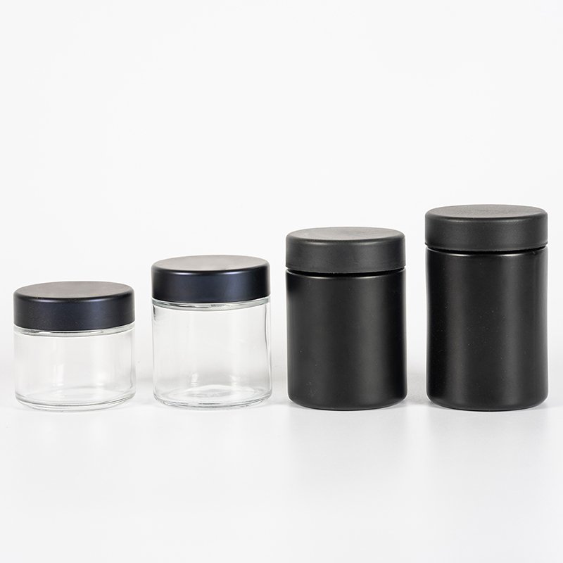 2oz 3oz 4oz 5oz Full-color Printing Rounded Glass Jar with Child-Resistant Smooth Flat Cap