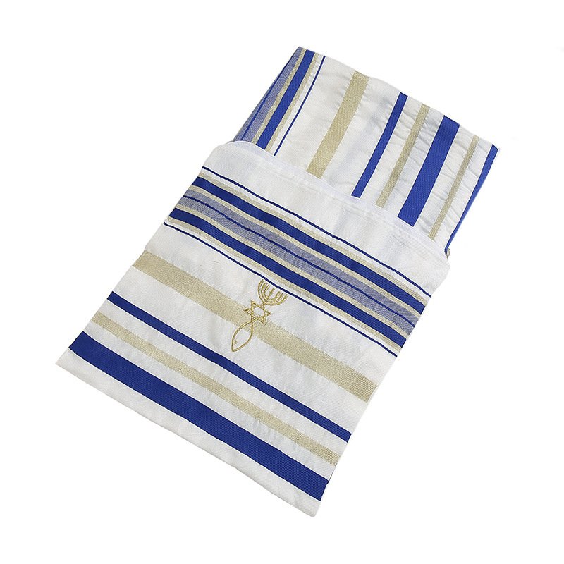 New Covenant Prayer Shawl Tallit Solid Polyester Jewish Prayer Scarf in Hebrew with Matching Case for Adults Four Season