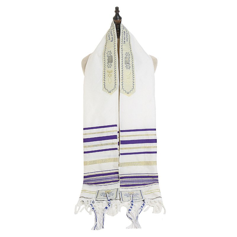 New Covenant Prayer Shawl Tallit Solid Polyester Jewish Prayer Scarf in Hebrew with Matching Case for Adults Four Season
